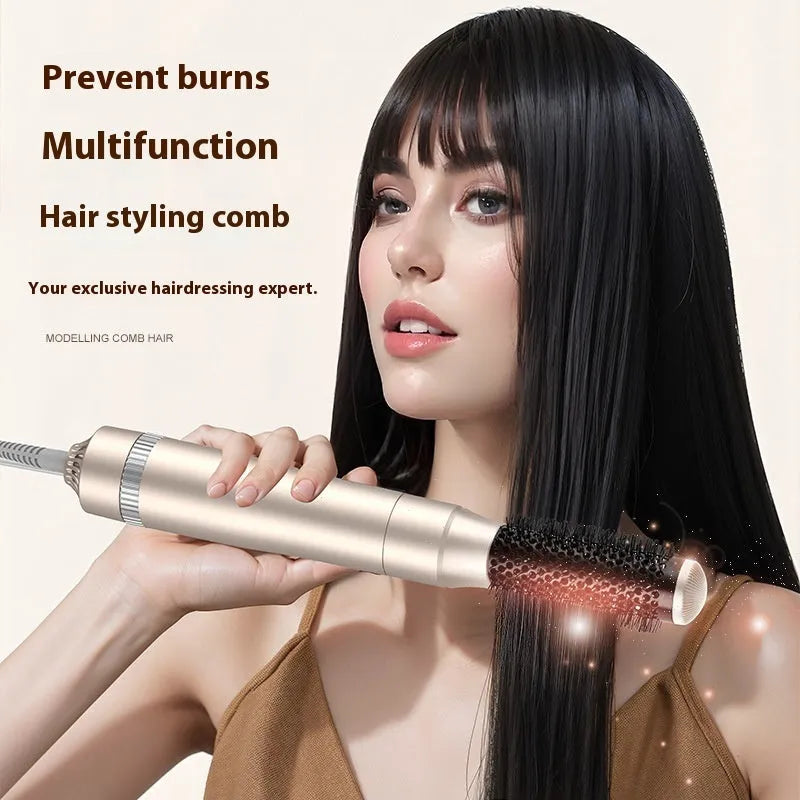 Champagne gold hot air comb hair curler with five-in-one multi-function styling capabilities