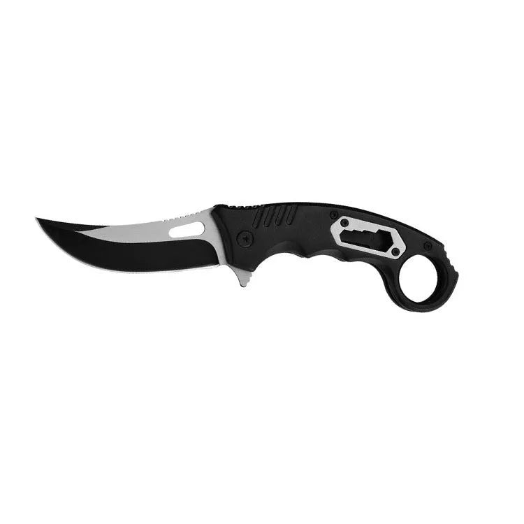 Compact folding knife with brushed steel handle for outdoor survival