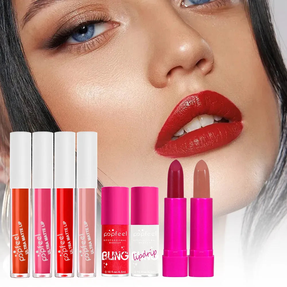 Beginner makeup set with pumpkin-orange products for punk and national fashion styles