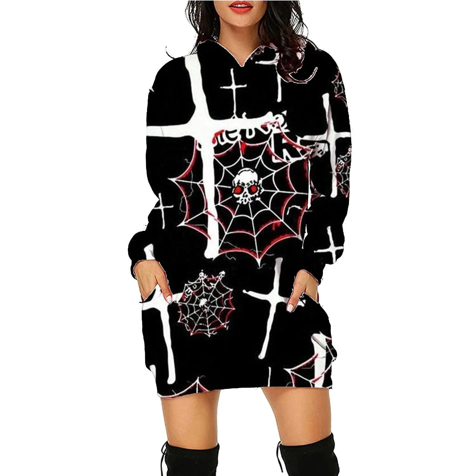 Women's cozy pullover hoodie with bold Halloween-themed print, available in multiple vibrant color options