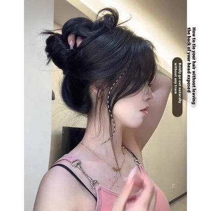 Natural black 65cm big wave wig with seamless ultra-thin edges on display