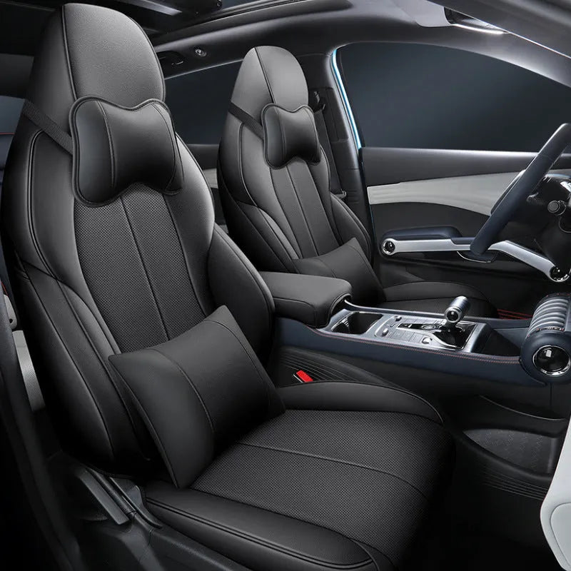BYD Yuan PLUS car seat with fitted all-inclusive cushion cover in Adventure Green colour.