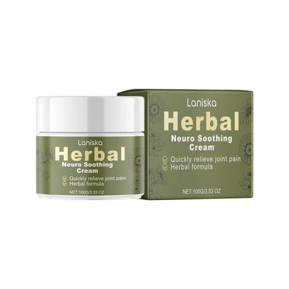 100g container of botanical body care cream with arnica, pepper, and mugwort root ingredients