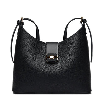 Large-capacity PU leather bucket bag with internal organisation compartments in urban simplicity style