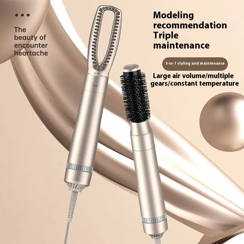 Champagne gold hot air comb hair curler with five-in-one multi-function styling capabilities