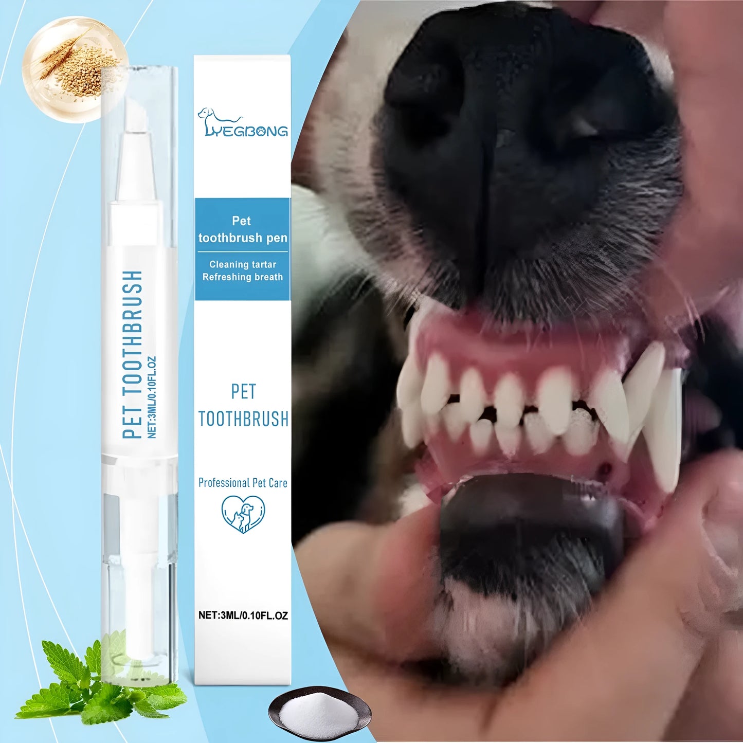 3ml soft-bristled pet toothbrush pen for cleaning dog and cat teeth.
