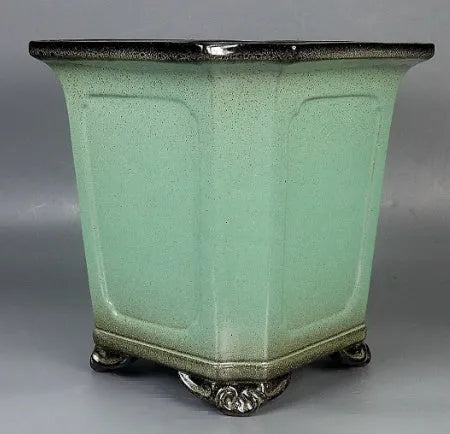 Purple clay glazed ceramic bonsai pot, 26x26x27cm, handmade classical planter for desktop or floor
