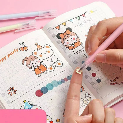 Plastic cap-pulling dispensing pen for macaroon colour application with quick-drying formula