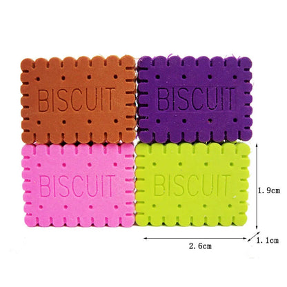 Sandwich biscuit shaped novelty eraser in brown, pink, green or purple colour options.