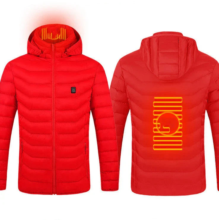 Cozy and stylish electric heated winter jacket with USB charging and adjustable temperature settings