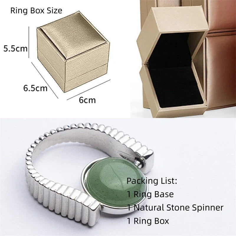 Original Fidget Spinner Ring with natural stone spinner for stress relief