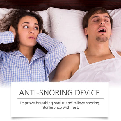 Medical-grade silicone anti-snoring device showing nasal placement for breathing support