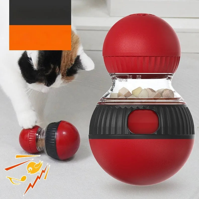 155mm rotating plastic cat toy with sound ball and food dispensing mechanism for interactive play