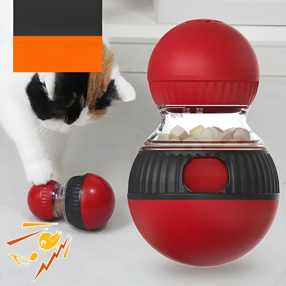 Rotating funny cat sound ball pet toy with super ball colour design for food dropping play