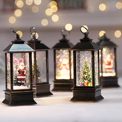 Christmas simulation LED flame small oil lamp, plastic square wind lamp, 5cm x 5cm x 13cm, with electronic light