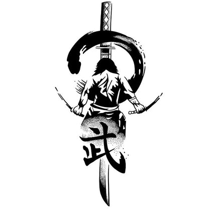 Waterproof samurai tattoo sticker with 11x18cm geometry design using transfer printing technology