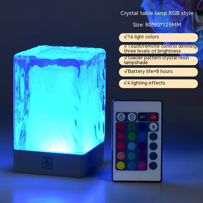 Crystal touch control desk lamp with USB connection and multiple colour lighting options
