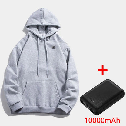 2024 Outdoor Electric USB Heating Jacket in black and grey with adjustable heat settings