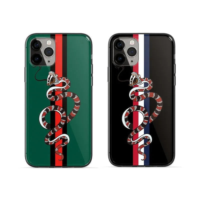 Black frosted silicone iPhone case with cartoon snake design shown on mobile phone