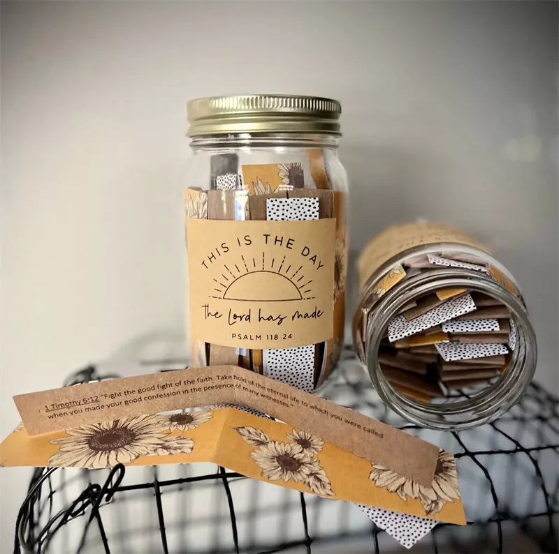 Handmade Bible Verses Jar with 67 color-coded verses for emotional support