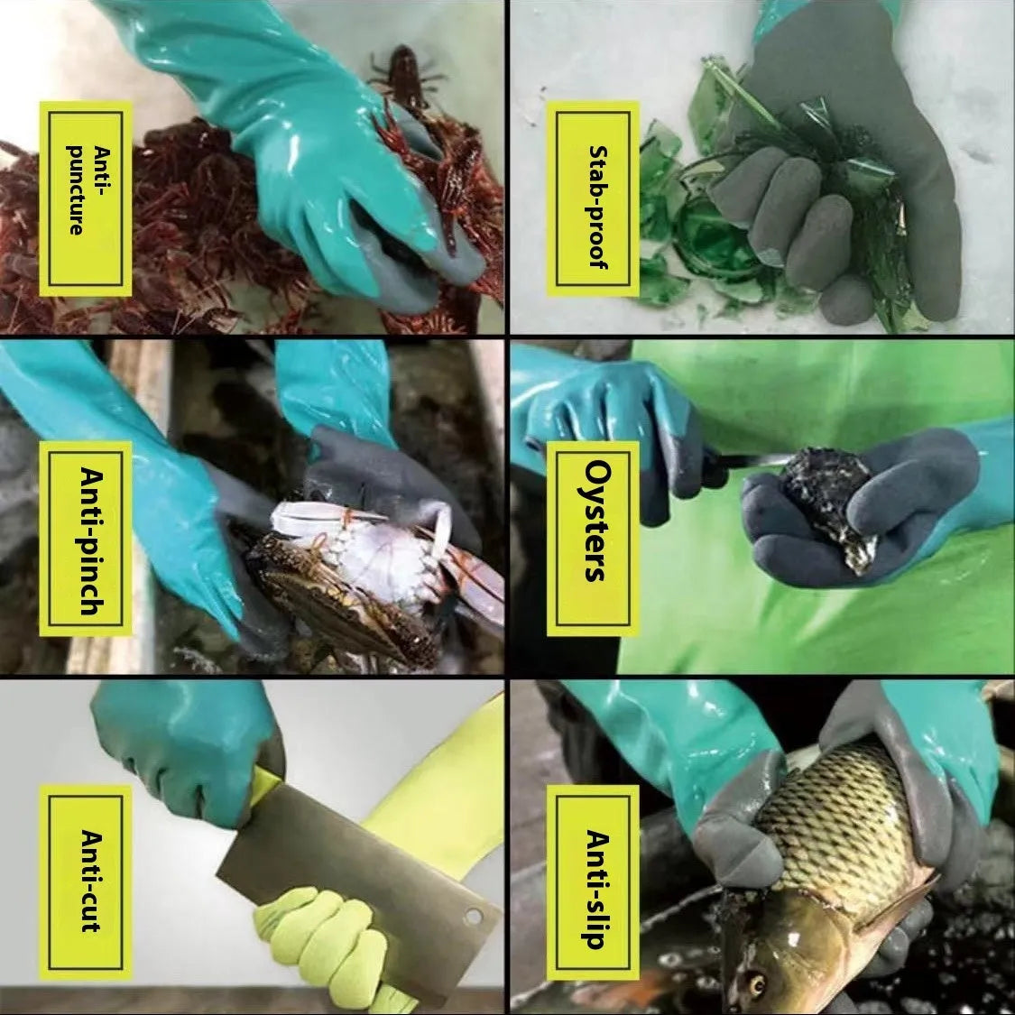 Navy blue women's lengthened nitrile gloves for waterproof fishing and marine work.