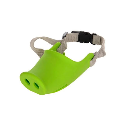 Green and blue silicone dog anti-bite mouth cover for long-snouted pets in two sizes