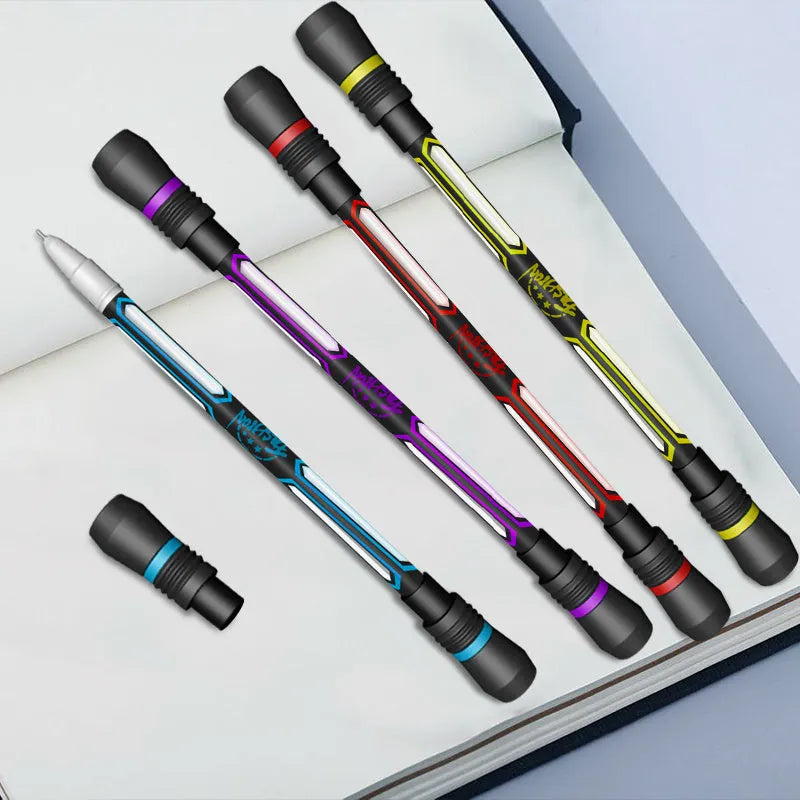 Frosted silica gel anti falling anti slip rotary pen with 0.35mm writing full needle tube, fine comfortable durable construction, 210mm length and approximately 20g weight, plastic material ballpoint pen for smooth writing and reduced ink breakage