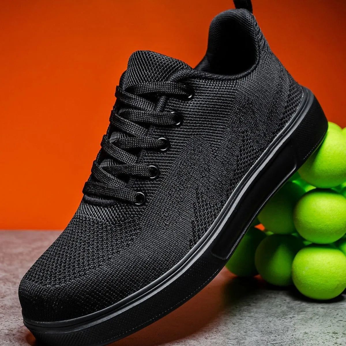 Light white and black unisex casual sports shoes with thick EVA sole and mesh upper, front lace-up.