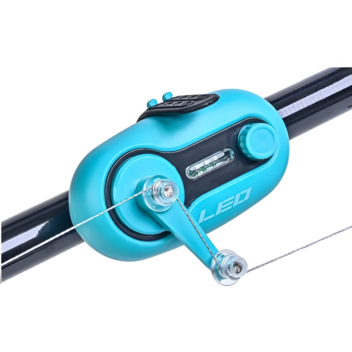 Telescopic fishing rod alarm with night fishing signal light in blue or black rocker/turntable styles