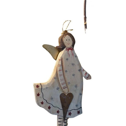 Hand-painted wooden pendant with carved designs in American country style for door or wall decoration