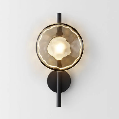 Wall-mounted bedside lamp with glass shade and iron body in various finish options