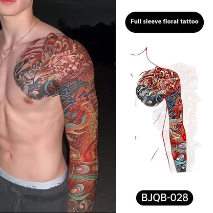Retro traditional simulation flower arm body sticker sheet, 520mm x 370mm, transfer printing, BJQB pattern options