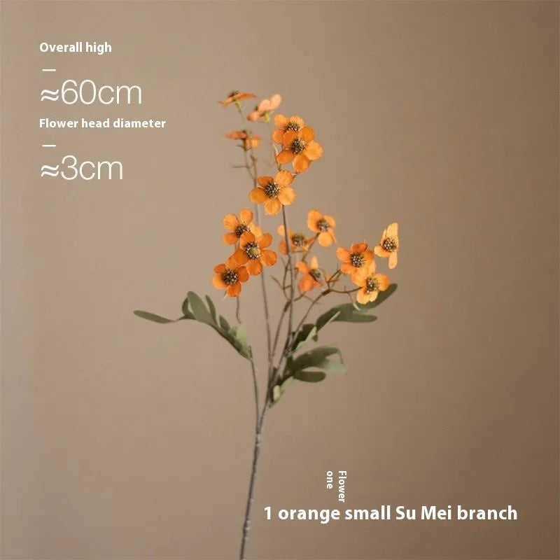 Bundle of four artificial dried flowers in orange, white, pink, and champagne colours for rustic decor