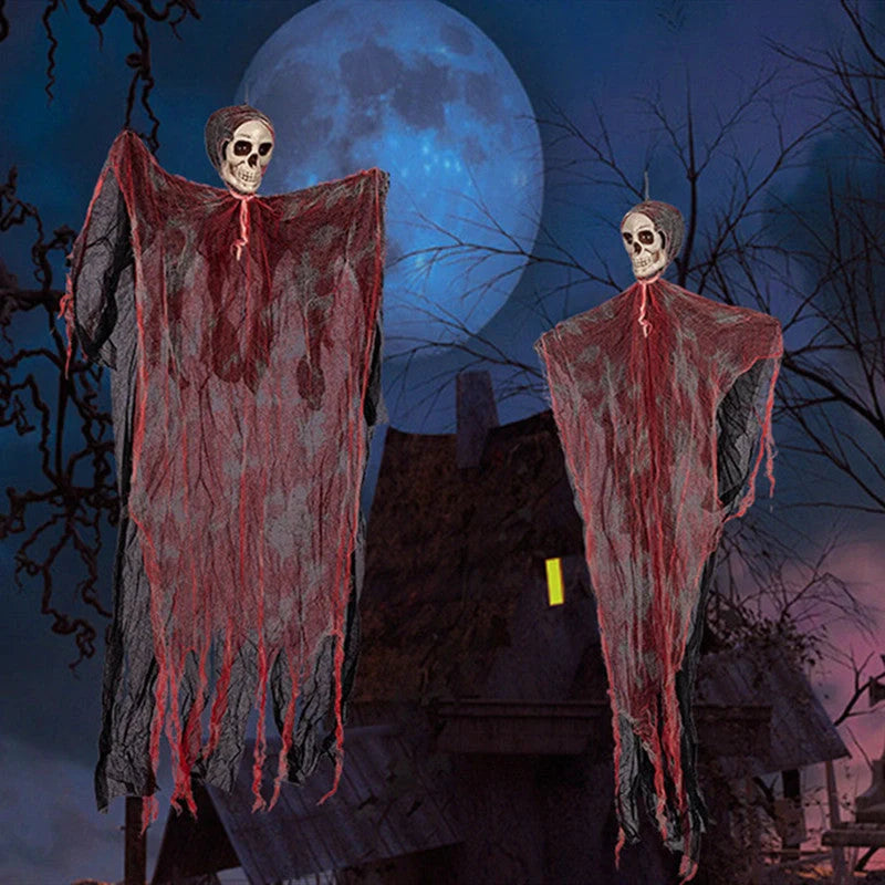 Halloween hanging ghost pendant with dyed blood effect for spooky decor