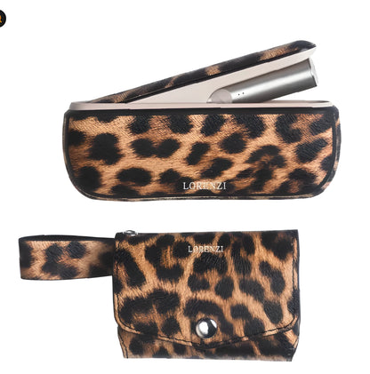 Waterproof PU leather protective storage bag in leopard print or yellow colour with zip closure