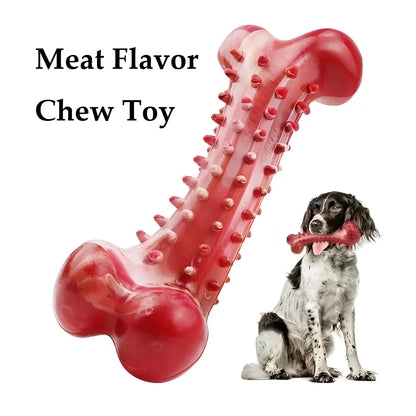 Red natural rubber chew toy for aggressive dogs with durable construction