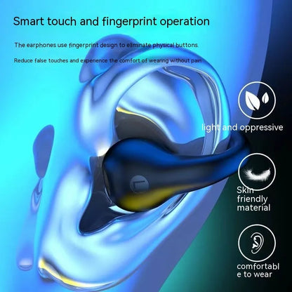 Non-in-ear clip wireless Bluetooth headset in black or white with air conduction, ear hook and Jerry chip