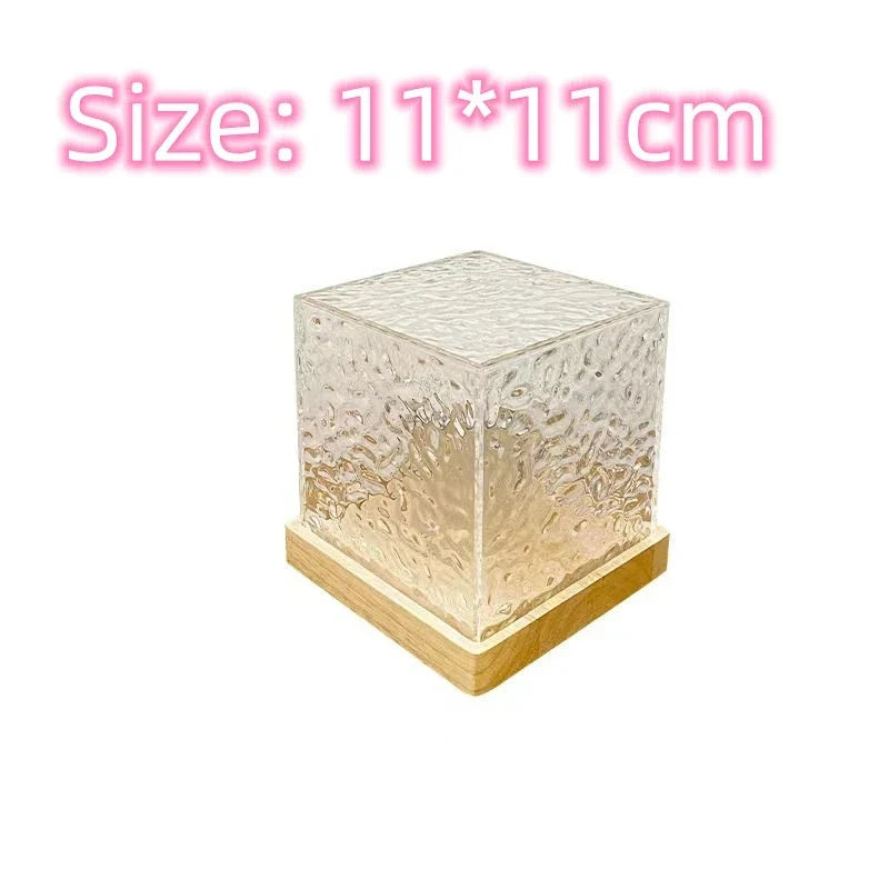 Mesmerizing water ripple lamp with rotating crystal base and 16 color options, creating a soothing, relaxing ambiance in the home