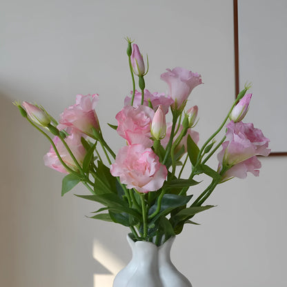 Silk artificial eustoma flower set with three blooms in five colour options for wedding and home decoration
