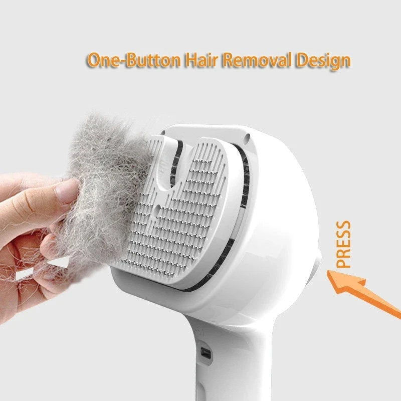 Premium Self-Cleaning Pet Grooming Brush with Angled Bristles and Misting Humidifier for Effortless Detangling and Conditioning