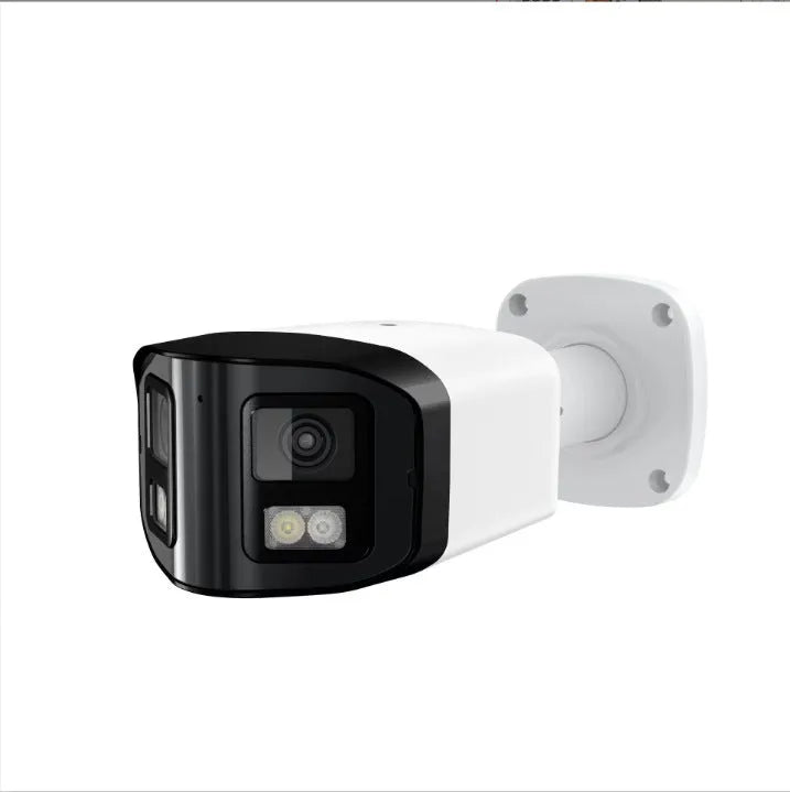 4MP dual-lens IP security camera with panoramic viewing and IP66 waterproof rating