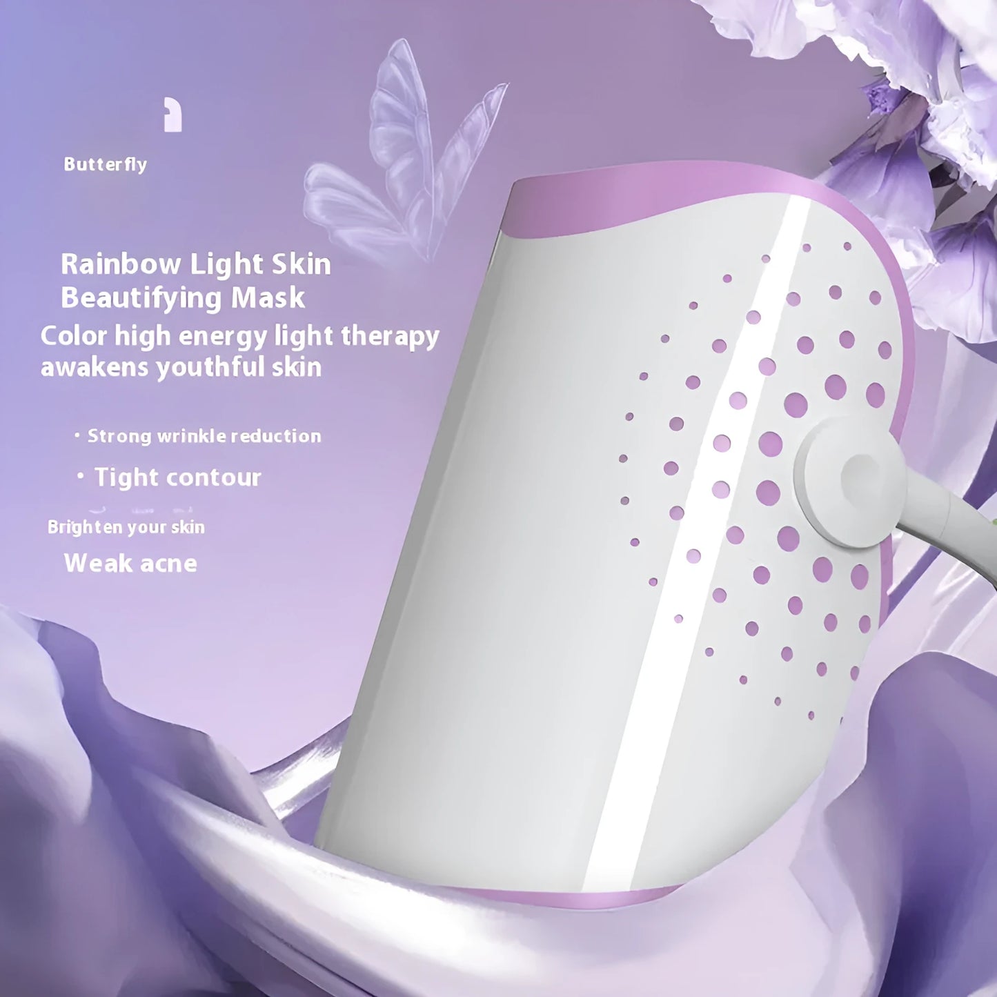 White and purple photon beauty mask IPL device with spectrometer for home skin treatment