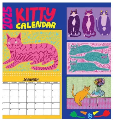A3 size cat-themed wall calendar planner with monthly grid and illustrations.
