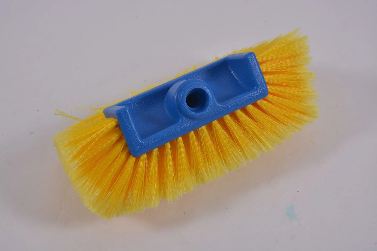 Yellow portable car wash brush with removable four-section rod and flow-through brush head