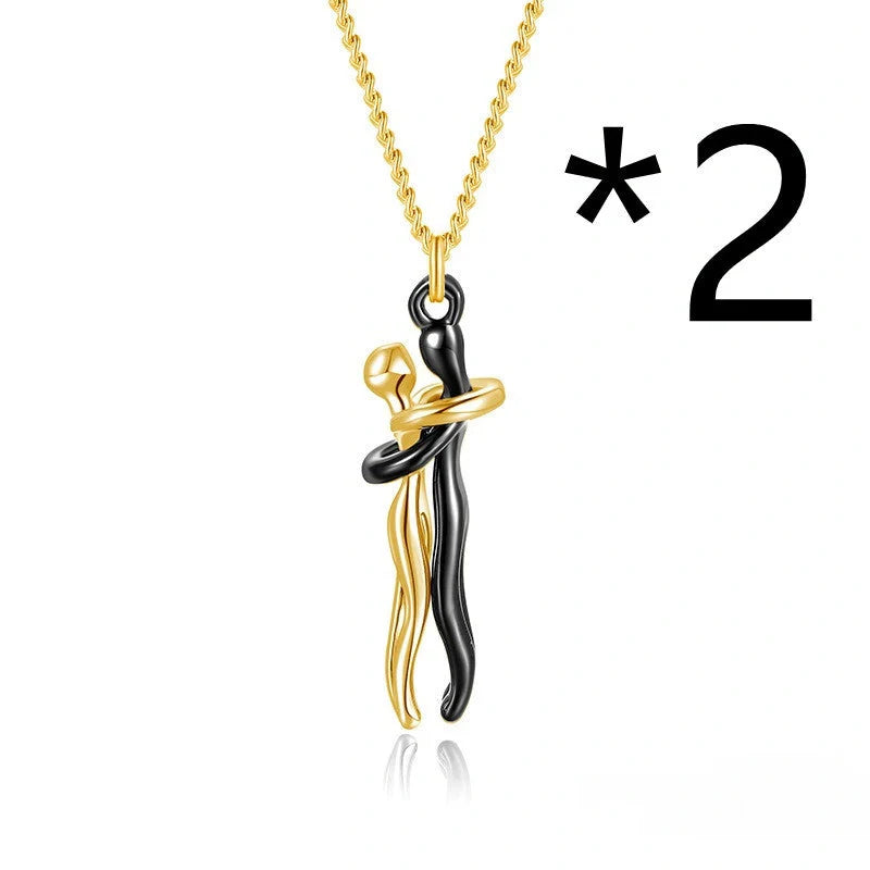 Affectionate Hug Necklace for couples with snake bone chain design