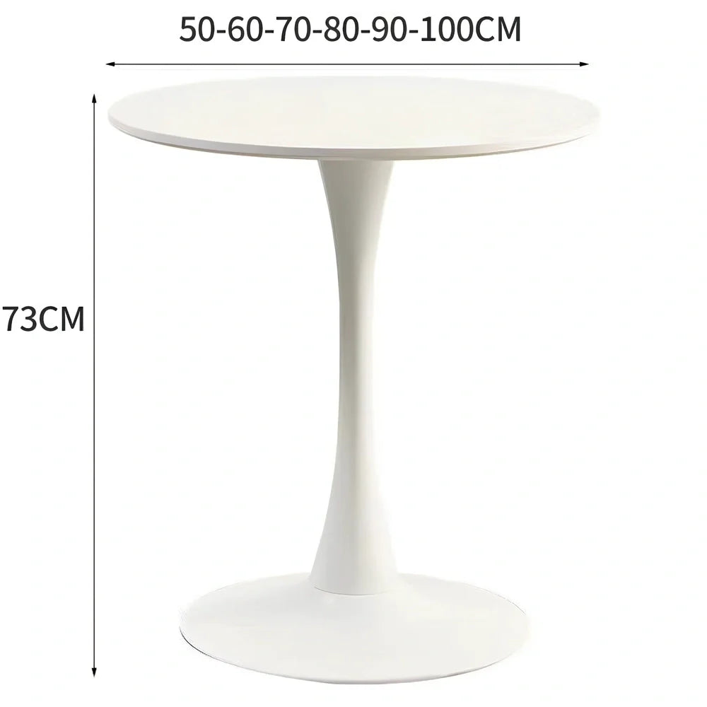 Scandinavian style conference table with folding chairs in white finish, 60cm diameter