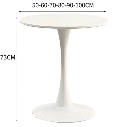 Scandinavian style conference table with folding chairs in white finish, 60cm diameter