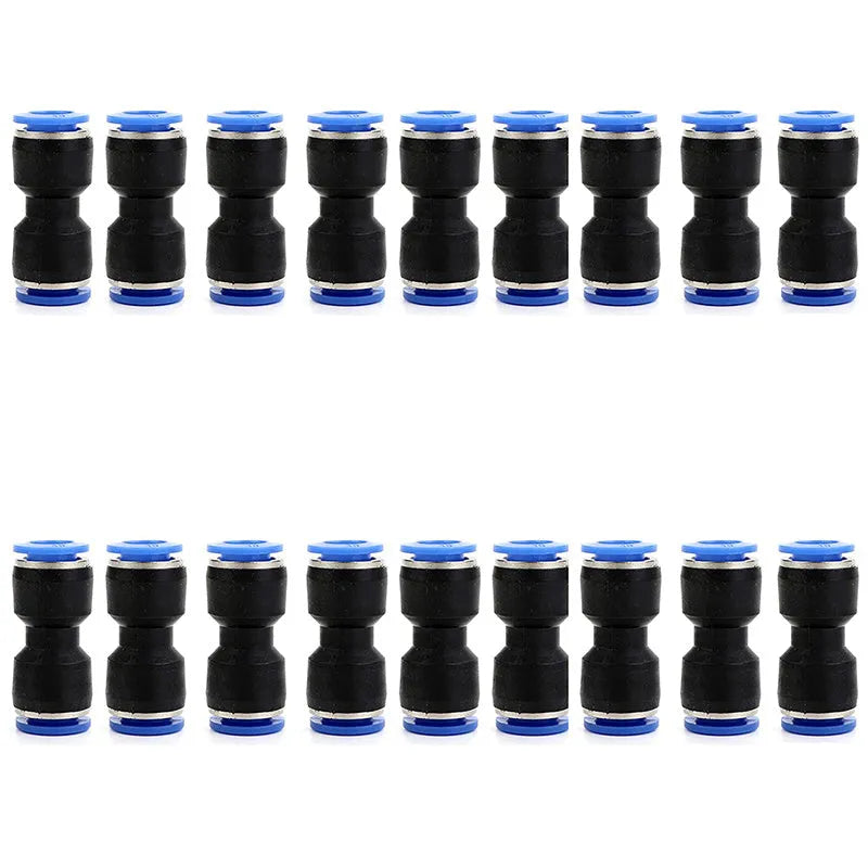 Blue Jinqi pneumatic straight-through quick connector for PU tubing, pack of 100 units.