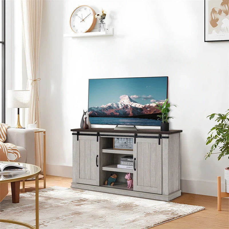 Vintage wooden TV cabinet in khaki, perfect for living room storage and decor