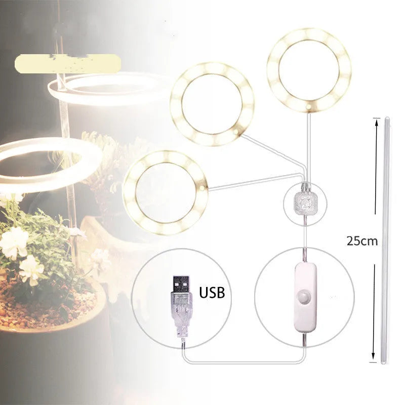 USB LED plant grow light with acrylic stick in multiple head configurations